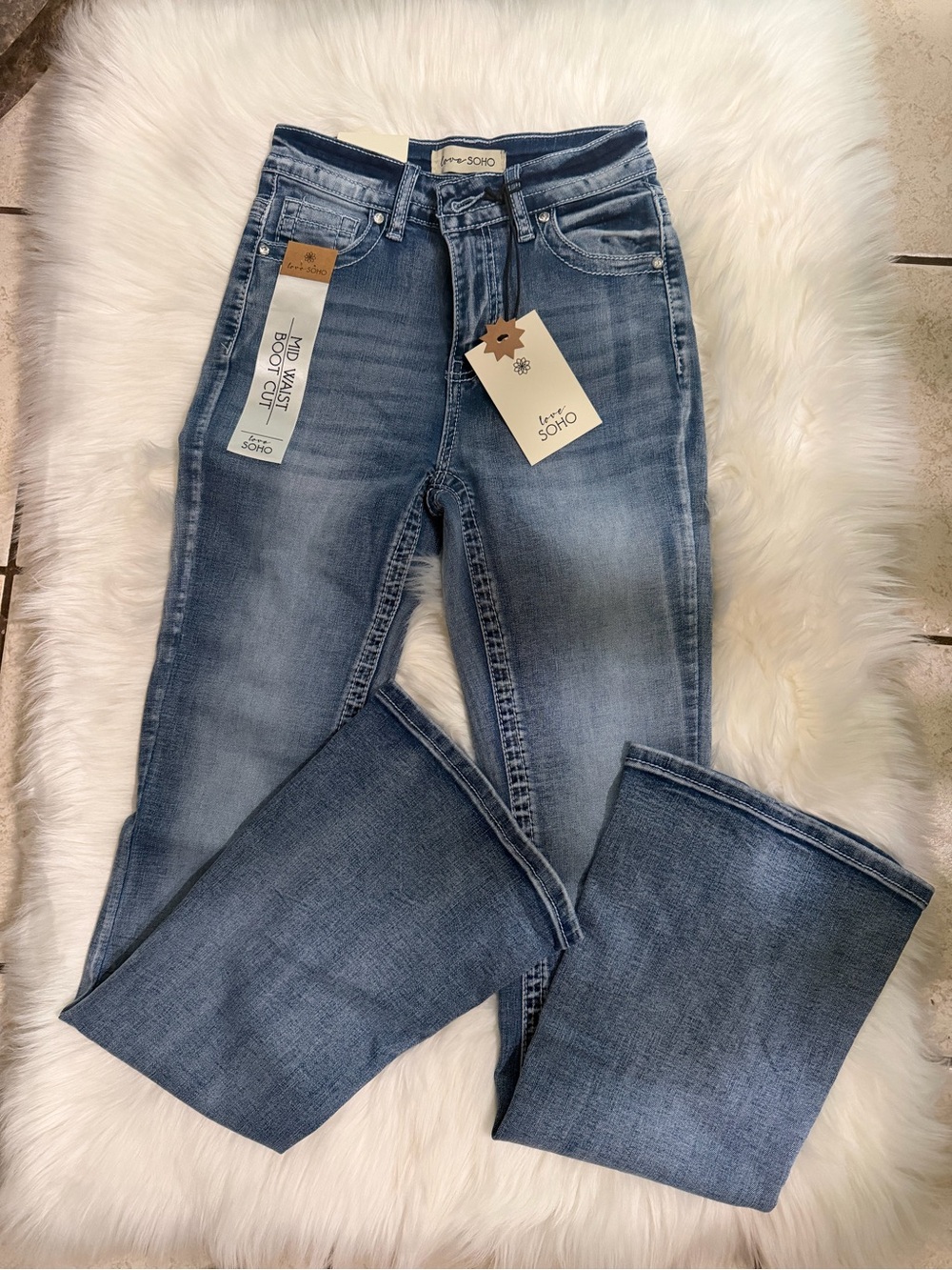 Love Soho Mid Blue Flare Jeans